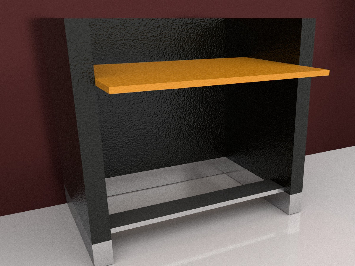 gabinetes de acero inoxidable_Espacio de trabajo con porta teclado