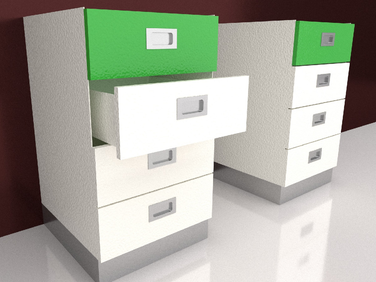 gabinetes de acero inoxidable_Gabinete de cuatro cajones de 45, 50 60 cm de frente