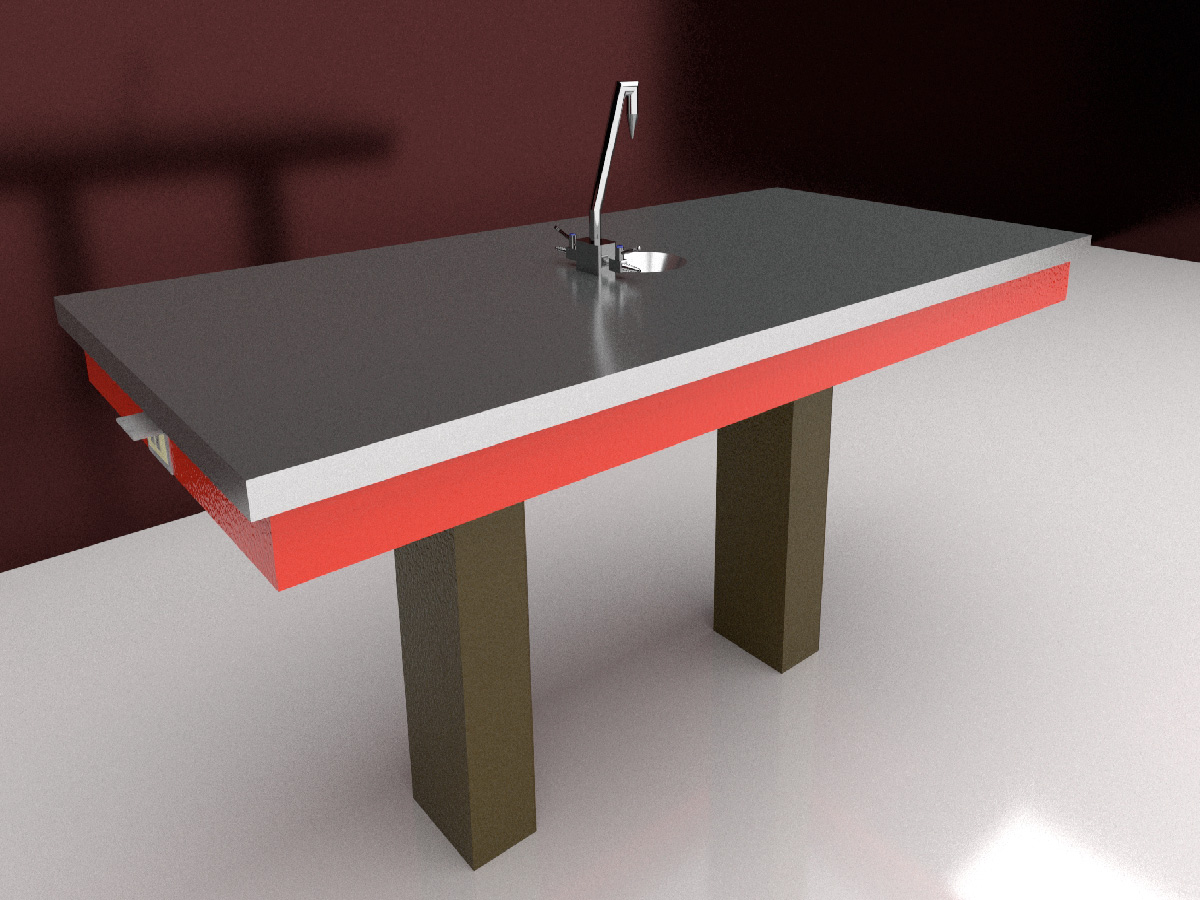 mesas de acero inoxidable_MESA ESCOLAR CON UNA ESCUDILLA