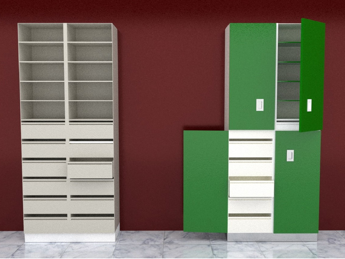 vitrinas-y-anaqueles_ESTANTE COLECCION DE MUESTRAS CON CAJONES